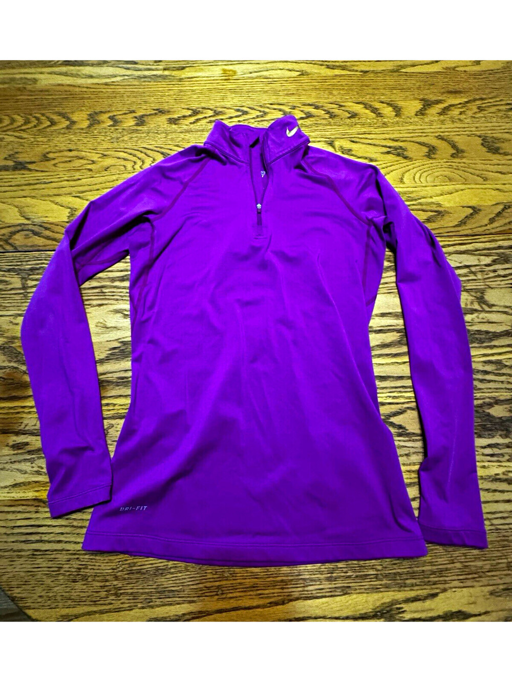 Nike Pro Combat Dri-FIT Womens S Purple 1/4 Zip Fitted Long Sleeve Training Top